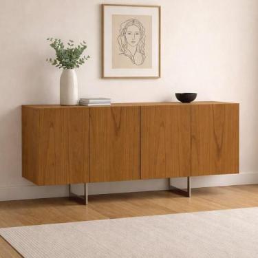 Imagem de Aparador Buffet Para Sala de Jantar 4 Portas 160cm Pés Industrial Beni