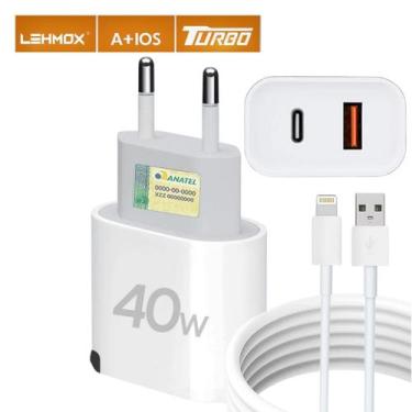 Imagem de Carregador Tomada Fonte e Cabo Ultra Turbo 40W Tipo C Lightning Compat