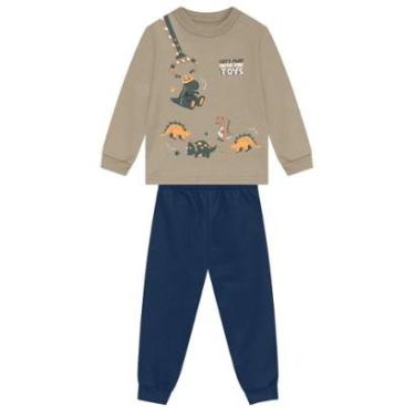 Imagem de Conjunto infantil menino dino que brilha no escuro Brandili-Masculino