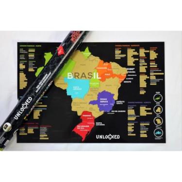 Imagem de Mapa do Brasil de Raspar 60x42 cm | Unlocked | Sem moldura | Scratch off Brazil Map | M...