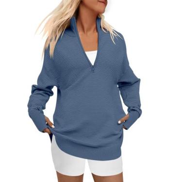 Imagem de Suéter ANRABESS 2024, casual, casual, grande, canelado, azul