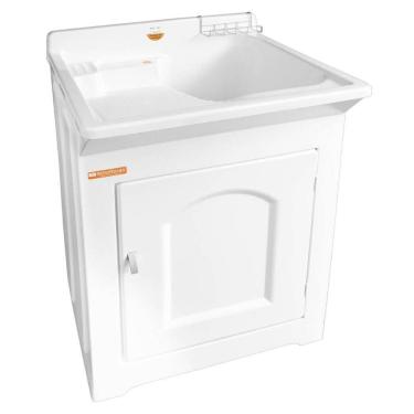 Imagem de Gabinete Tanque de Lavar Roupas 40L Stilofibra Lavanderia Tanquinho Área de Serviço Branco