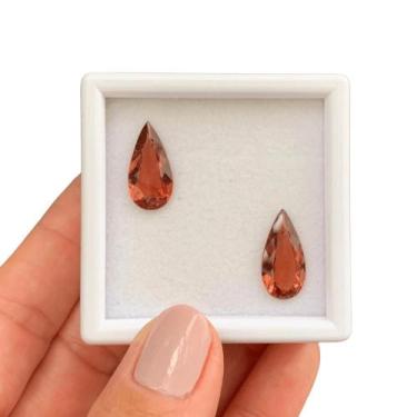 Imagem de Turmalina Laranja Avermelhada Gota Par 6,91ct - ENE2ESE