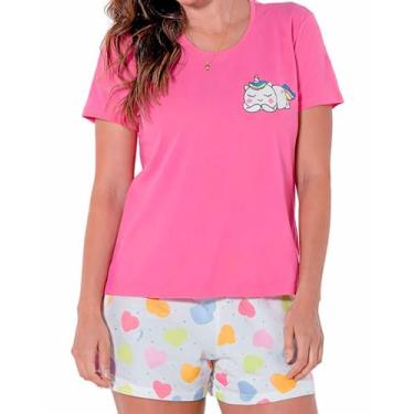 Imagem de Pijama Curto Shortdoll Malha Algodão Fofura Unicórnio Demillus 220077,