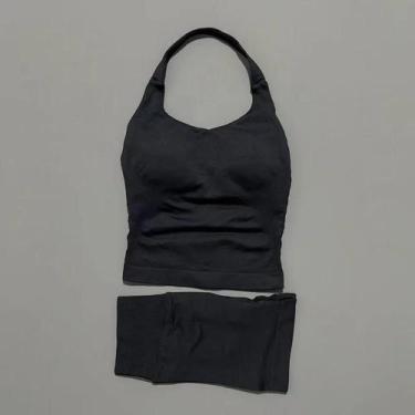 Imagem de Conjunto De Yoga Feminino Com Top Halter E Leggings Esportivas Sem Cos
