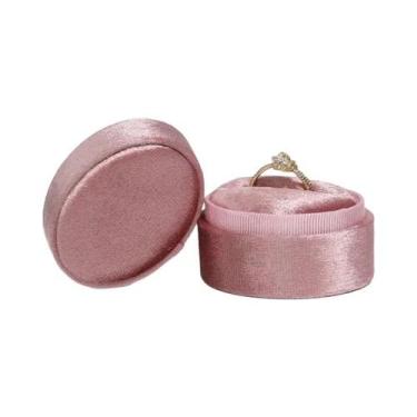 Imagem de Caixa De Anel Pequena Em Corduroy 5x5x4cm, Caixa De Joias Hexagonal Em