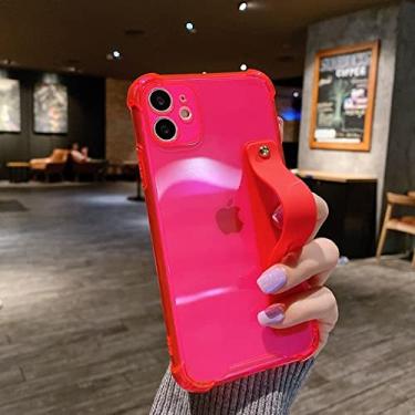 Imagem de Capa de telefone com alça de pulso macia para iPhone 11 12 13 Pro Max X XR Xs Max 7 8 Plus SE 2020 Mini Kickstand Capa Transparente, H, Para iPhone 7plus