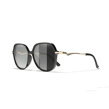 Imagem de Design de óculos de sol polarizados de armação grande para mulheres com lente uv400 templos em forma de relâmpago óculos femininos de qualidade, fotocromáticos, tamanho único