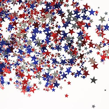 Imagem de GUZON confete de mesa patriótica com lantejoulas de 60 g em folha metálica holográfica para 4 de julho, dia da independência, aniversário, chá de bebê, decoração de festa