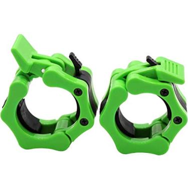 Imagem de GW Tech Grampos Barbell 5 cm, coleiras de exercício resistentes 5 cm par de travas de placa de barra de peso olímpico profissional trava clipes de colarinho para treino halterofilismo treinamento fitness (Verde£©