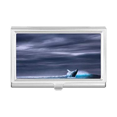 Imagem de Porta-cartões de visita com imagem da natureza da ciência do oceano jubarte