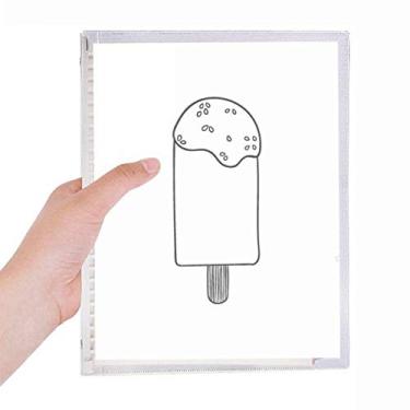 Imagem de Caderno de sorvete de gergelim preto com desenho de folhas soltas diário recarregável papelaria