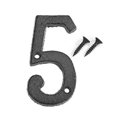 Imagem de Placa de casa flutuante 3D de 8 cm, placa de metal digital com números de porta de ferro fundido 0-9, placa de porta, apartamento de hotel, casa, rua, jardim, caixa de correio com parafusos, preta, durável