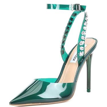 Imagem de Steve Madden Vary Alessi Green Pointed Toe Ankle Strap Rhinestone Bridal Pumps (Vary Green Rhinestone, 8)
