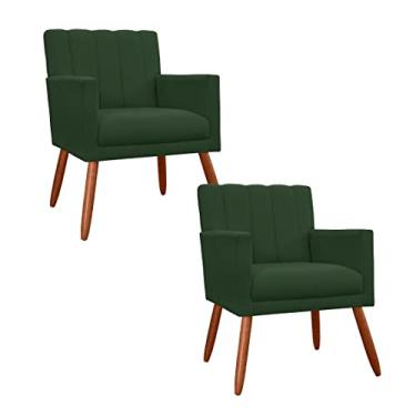 Imagem de Jogo 2 Poltronas Decorativa Para Sala de Sala de Estar Cecília Suede Verde - LM DECOR