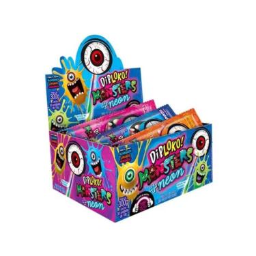 Imagem de Pirulito DipLoko Neon Monster Brilha no Escuro 30u