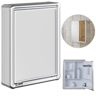 Imagem de Armário Banheiro Espelheira Sobrepor | Com Perfil de Alumínio | 35x11,3x45cm | 01 Porta | Astra