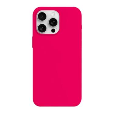 Imagem de Capinha Compatível com Iphone 15 PRO Preta, Branca, Azul, Rosa, Bordô, Roxo, Lilás, Cinza, Pink, Laranja, Vermelho, Flexivel, Tecnologia anti impacto, Aveludada com design PREMIUM (ROSA PINK)