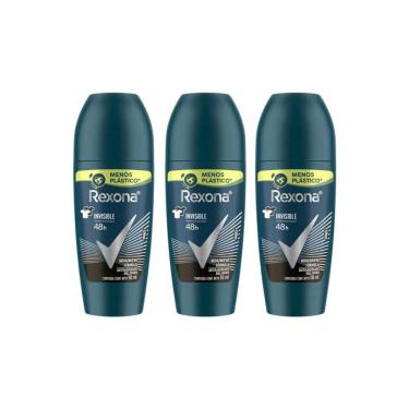 Imagem de Desodorante Roll-on Rexona 50ml Masculino Invisible - Kit C/3un