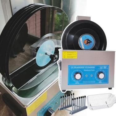 Imagem de Máquina de limpeza de discos de 6,5 litros com limpeza por vibração de dupla frequência, limpador de discos de vinil - modo de elevação de suporte, limpeza de 1 a 6 discos de vinil