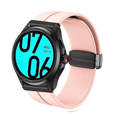 Imagem de Lamshaw Pulseiras de reposição para smartwatch Ticwatch Pro 5 compatíveis com smartwatch Ticwatch Pro 5 Android de 24 mm (rosa)