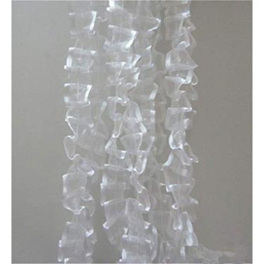 Imagem de 5 jardas plissadas organza reunida malha plissada chiffon renda borda acabamento fita 4/5" largura acabamento acabamento vintage bordas tecido bordado bordado costura artesanato casamento vestido nupcial decoração festa festa (branco)