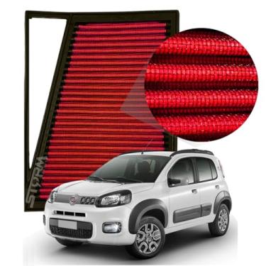 Imagem de Filtro De Ar Esportivo Compatível com Fiat Uno 1.0 Firely Ano 2018 A 2021 Lavável Reutilizável Attractive Potencia Inbox Drive Flex Way