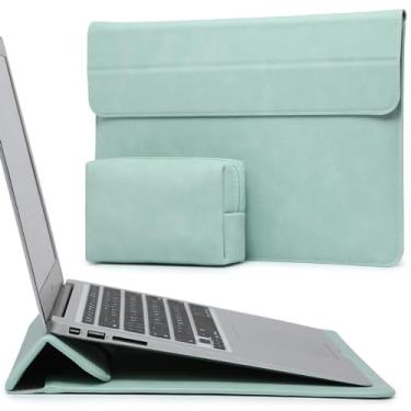 Imagem de HYZUO 15 Polegadas Capa para Notebook com Suporte para Estojo Recurso para MacBook Air 15,3/15 M3 A3114 M2 2023-2024, 15" Surface Laptop 7-3, MacBook Pro 15 2019-2016, Laptop Case, Verde menta