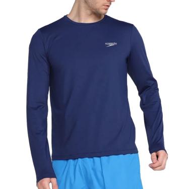 Imagem de Camiseta Masculina, Speedo, Manga Longa, Poliamida com Fastdry e Proteção UV50+, tamanho M - Marinho
