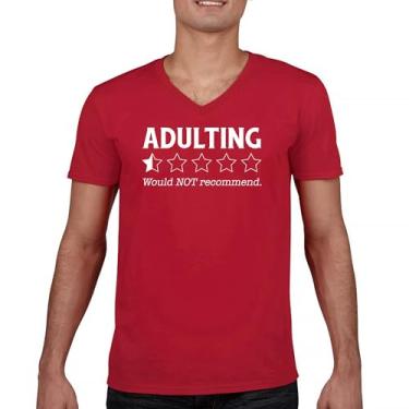 Imagem de Camiseta Adulting Would Not recommend gola V engraçada Adult Life is Hard Review Humor Parenting 18th Birthday Gen X, Vermelho, XXG