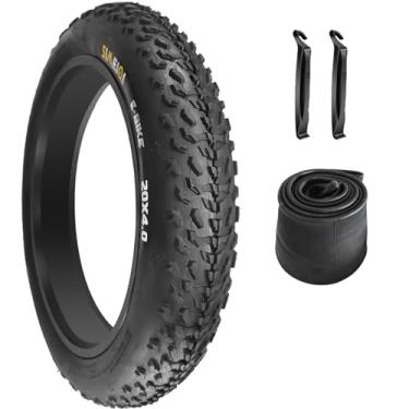 Imagem de Pneus de 50,8 cm E-Bike Fat Pneu dobrável de 50 x 4 cm para bicicletas elétricas ou com tubos AV32 mm compatível com pneu largo para bicicleta de neve de montanha (1 pneu 1 tubo)