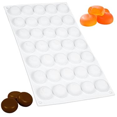 Imagem de Molde redondo de silicone para cubos de gelo de gelatina de chocolate, caramelo, caramelo, ganache, pralinê, 35 cavidades, topo plano