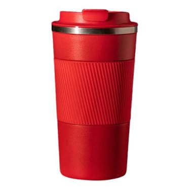 Imagem de Xícara de café compacta isolada de aço inoxidável de 350 ml - caneca de viagem antivazamento com tampa de limpeza fácil (vermelha)