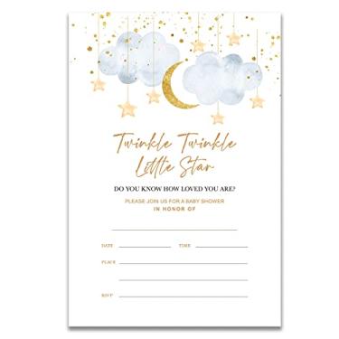 Imagem de YIDOU Twinkle Twinkle Little Star Convites de festa chá de bebê estrelas nuvens chá de bebê preencher convites cartões 20 convites e envelopes (dupla face)