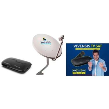 Imagem de Kit Nova Antena Parabólica 60cm +2 Recepitores Digital Vivensis vx10
