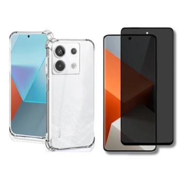 Imagem de Capa Capinha Case Anti Shock Transparente + Película De Vidro 3D Privacidade Anti Spy Tela Toda Para Xiaomi (Redmi Note 13 Pro / 13 Pro Plus)