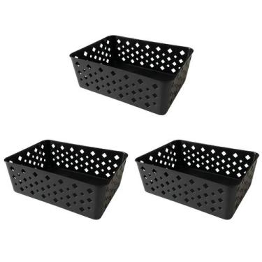 Imagem de Kit 3 Cestos Multiuso Organizador Empilhável Gaveta 19x14x6 - Trioplas