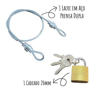 Imagem de Cabo Lacre De Aço + Cadeado - Lacre Bagagem Anti Furto Travel Airport 
