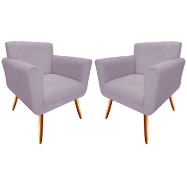 Imagem de Kit 2 Poltronas Decorativa Sabrina Suede Rosê Pés Madeira Ms Decor - M