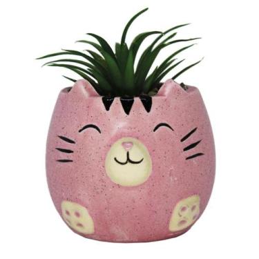 Imagem de Vaso de Cerâmica Gatinhos com Suculentas - 123Útil, Rosa
