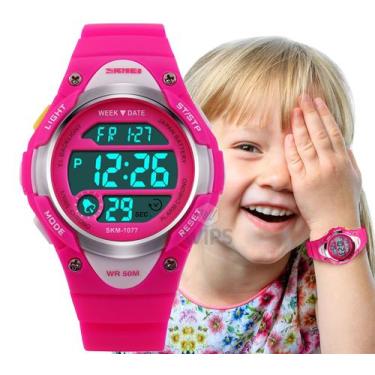 Imagem de Relógio de Criança Infantil Skmei 1077 Digital Prova D'água, Rosa