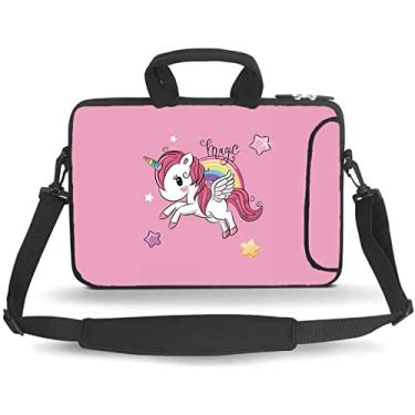 Imagem de 14 15 15,4 15,4 cm 39,6 cm bolsa de transporte com alça bolso acessório serve para notebooks/notebooks/tablet/pad infantil de 14 a 15 polegadas (unicórnio fofo)
