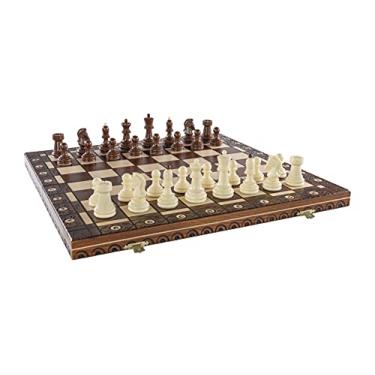 Imagem de Dubrovnik Zagreb 6EF Conjunto de xadrez de madeira feito à mão com tabuleiro de 53 cm com xadrez de plástico padrão vintage Dubrovnik Zagreb - Caixa de armazenamento para armazenar todas as peças..