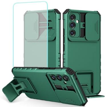 Imagem de Tothedu Capa para Galaxy A35 5G/Galaxy A55 Capa A556U com protetor de tela de vidro temperado e capa de câmera deslizante, capa protetora de telefone com suporte resistente para Samsung Galaxy A35 5G