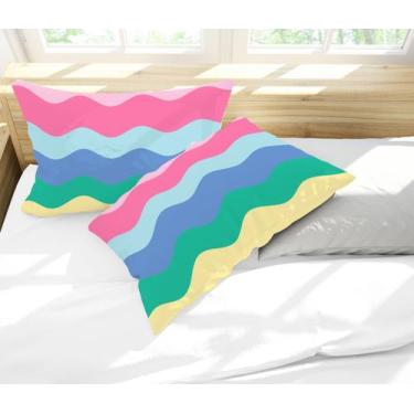 Imagem de Par de Fronhas Estampa Ondas Coloridas - Core Decore