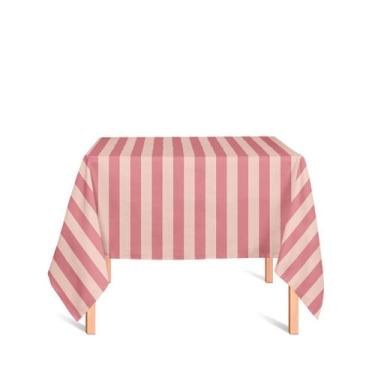 Imagem de Toalha de Mesa Quadrada em Tecido Jacquard Vermelho com Dourado Listra
