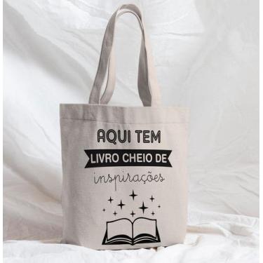 Imagem de Bolsa Sacola Artesanal de Tecido Livro Inspirações Bege - Core Decore
