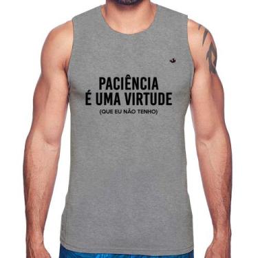 Imagem de Regata Paciência é uma virtude - Foca na Moda, Cinza, M