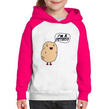 Imagem de Moletom Infantil I'm A Potato - Foca na Moda, Branco, Rosa, 6