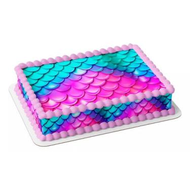 Imagem de Papel arroz e faixa para bolo festa comemoração aniversário  escama se